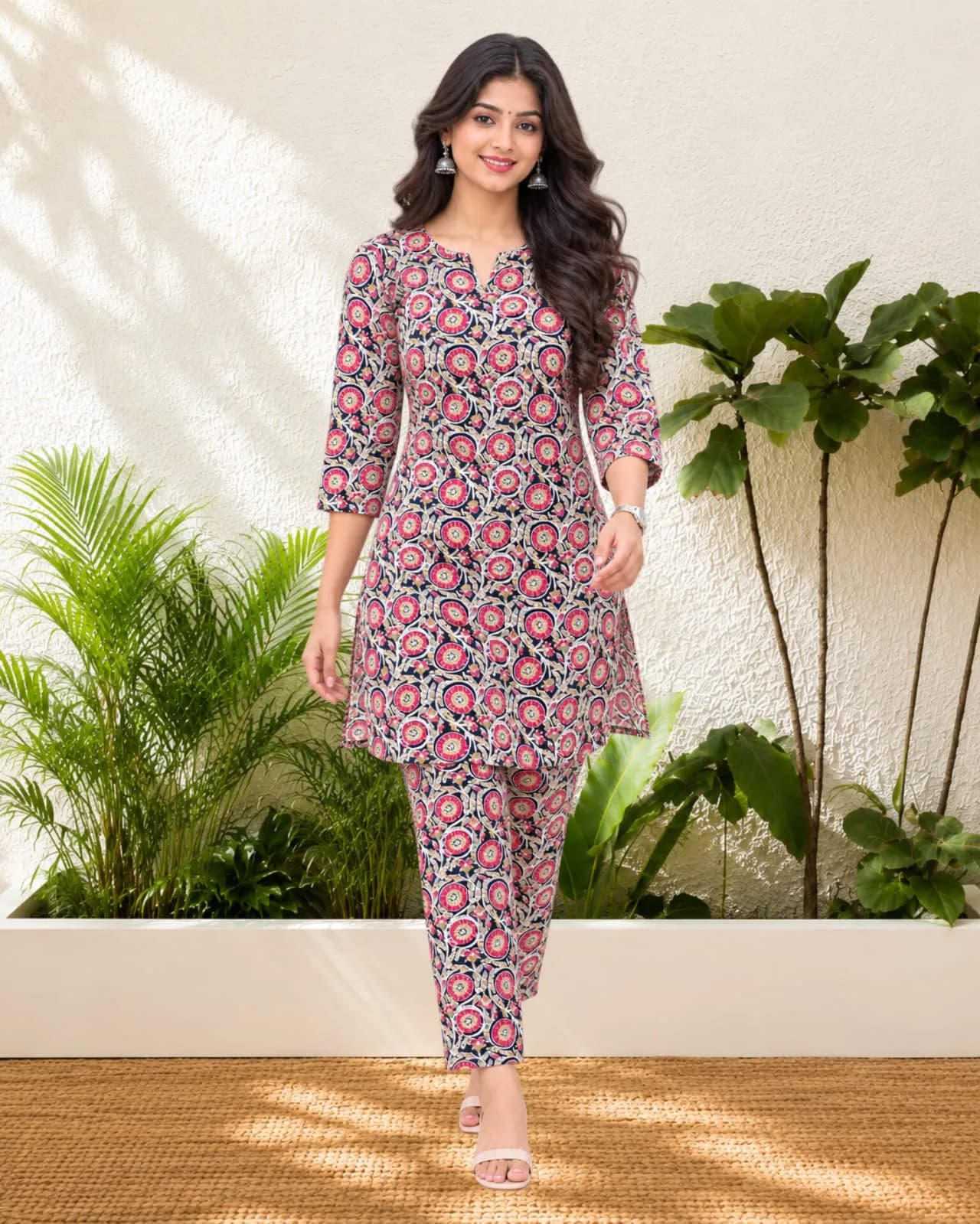 Co-ord Set Kurti Knee Length (Black)(M)