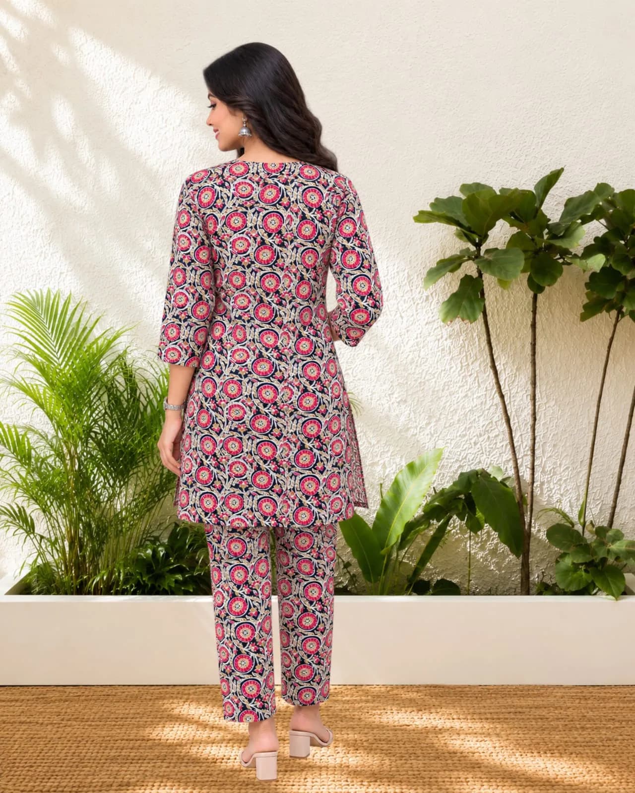 Co-ord Set Kurti Knee Length(L/Black)
