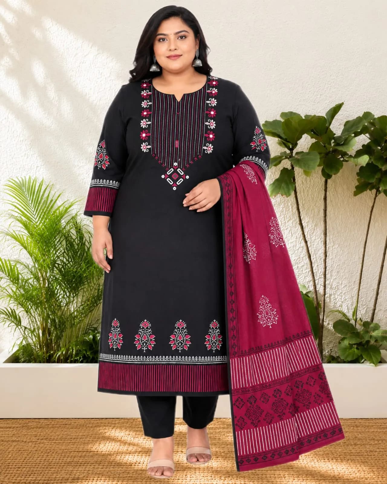 Plus Size Set Kurti(3xl/Black)