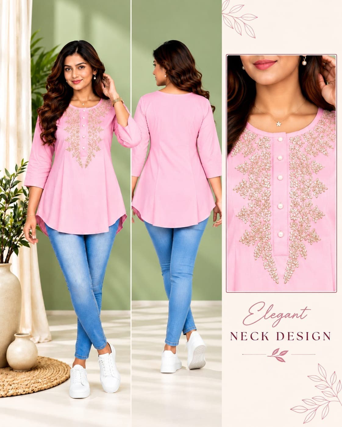 Closed Short Kurti-(L/XL)(Baby Pink) - Image 1