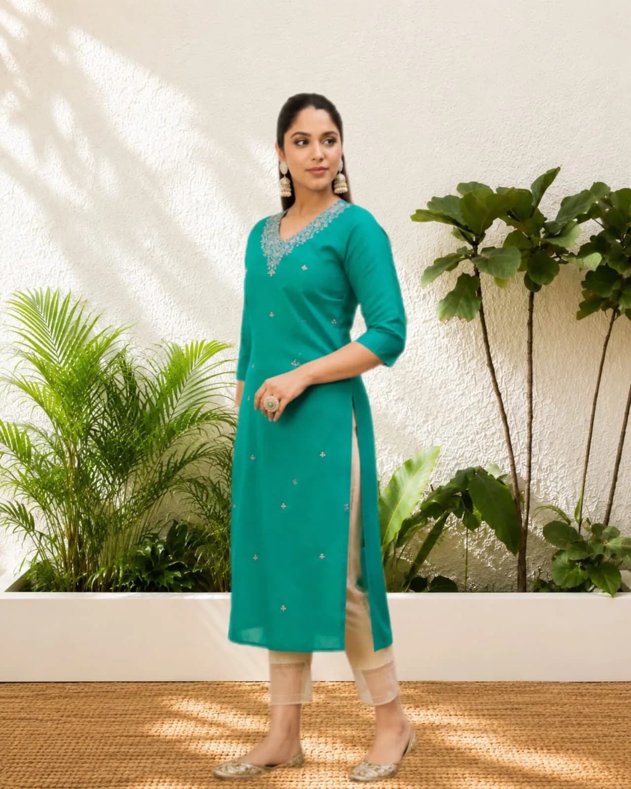 Single Long Kurti(S/Ramar Green)