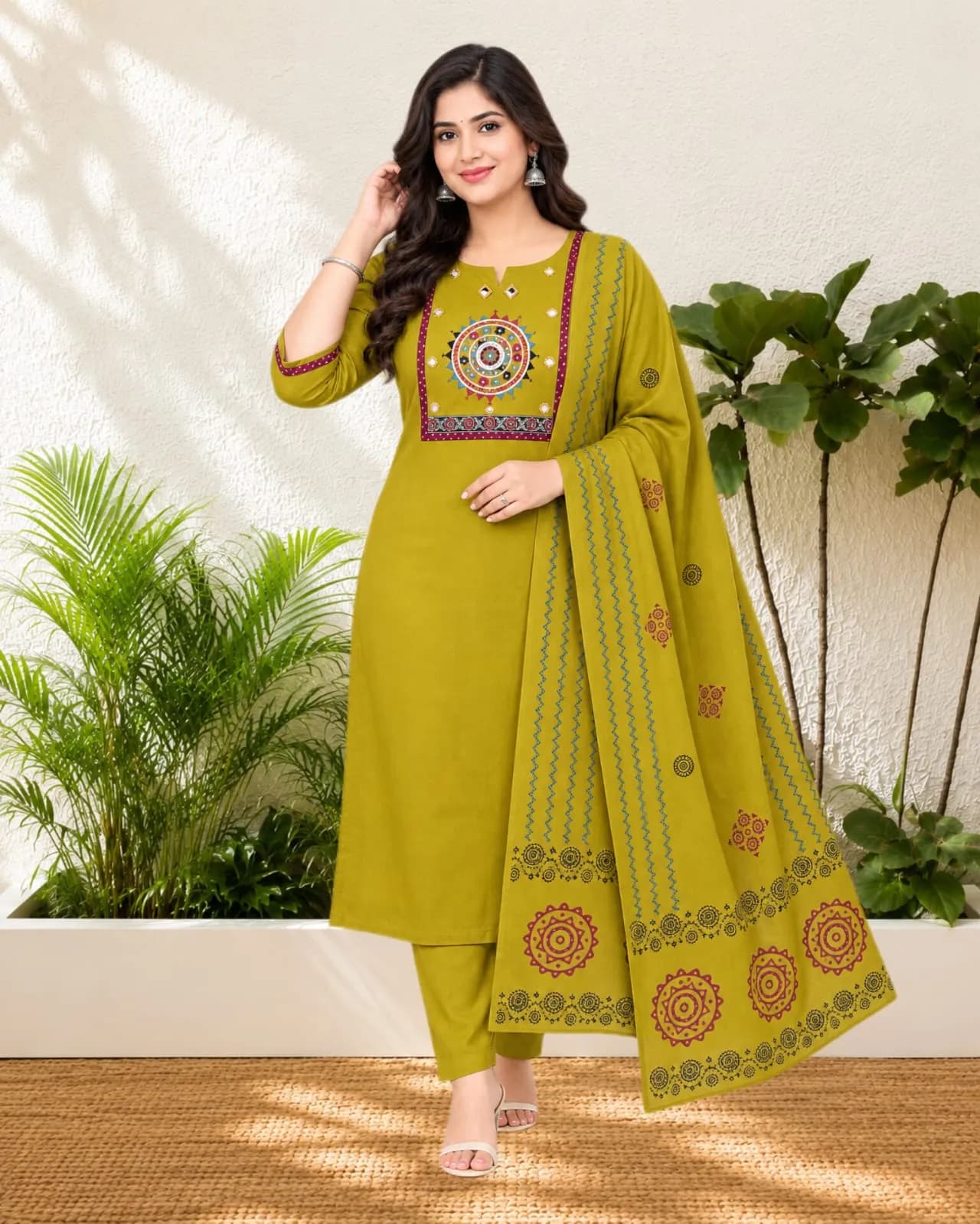 Plus Size Set Kurti(4XL/Mustard)