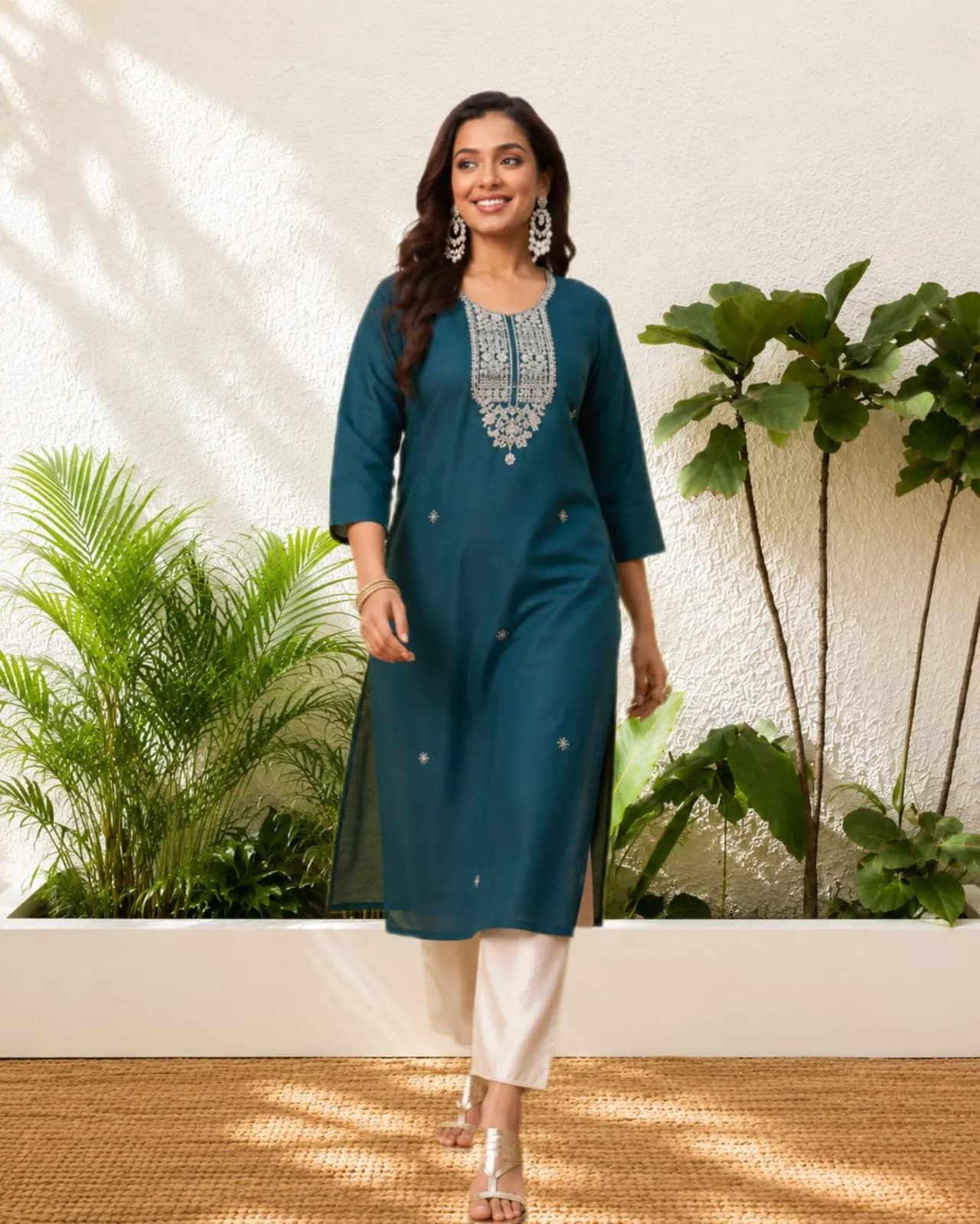 Single Long Kurti(S/Teel Green)